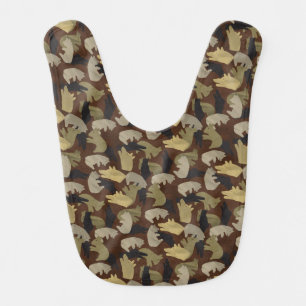 Silhouette Animal Camouflage Brown Baby Bib