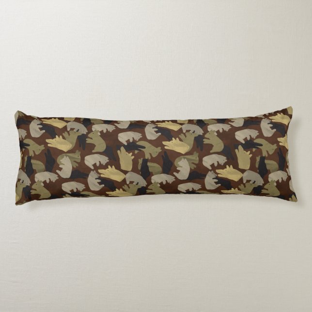 Silhouette Animal Camouflage Brown Body Pillow (Back)