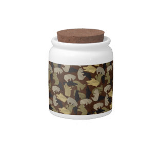Silhouette Animal Camouflage Brown Candy Jar