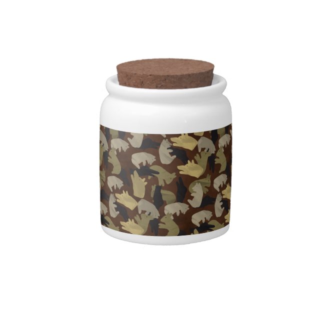 Silhouette Animal Camouflage Brown Candy Jar (Front)