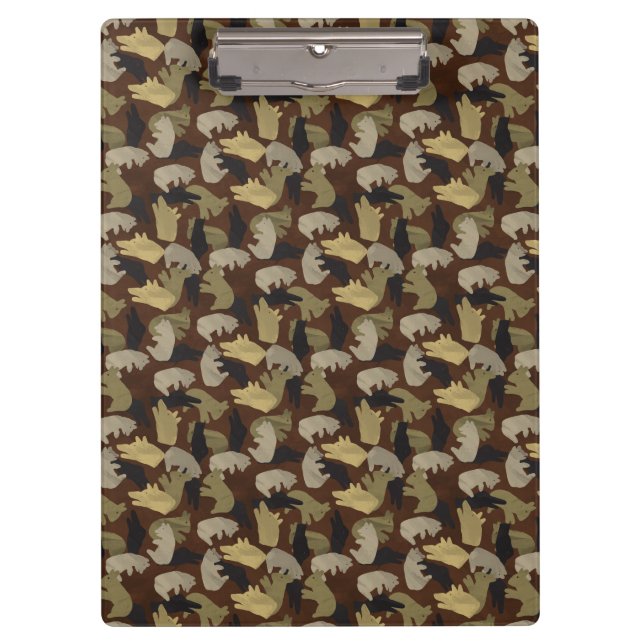 Silhouette Animal Camouflage Brown Clipboard (Front)