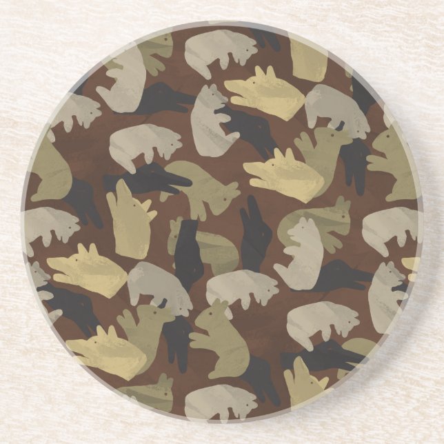 Silhouette Animal Camouflage Brown Coaster (Front)