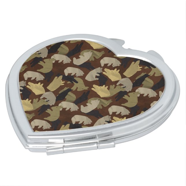 Silhouette Animal Camouflage Brown Compact Mirror (Turned)