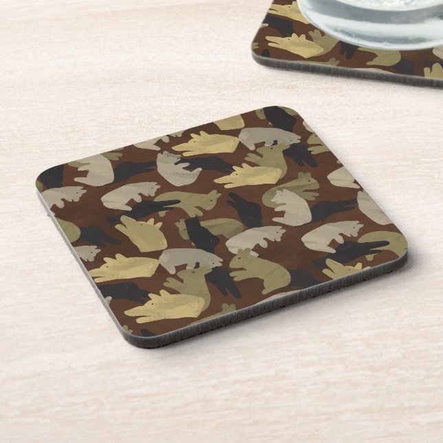 Silhouette Animal Camouflage Brown Drink Coaster (Left Side)