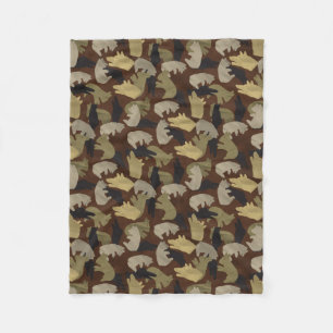 Silhouette Animal Camouflage Brown Fleece Blanket