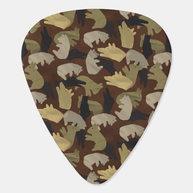 Silhouette Animal Camouflage Brown Guitar Pick (Back)