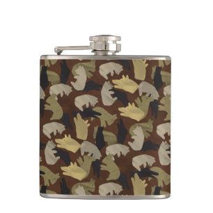 Silhouette Animal Camouflage Brown Hip Flask
