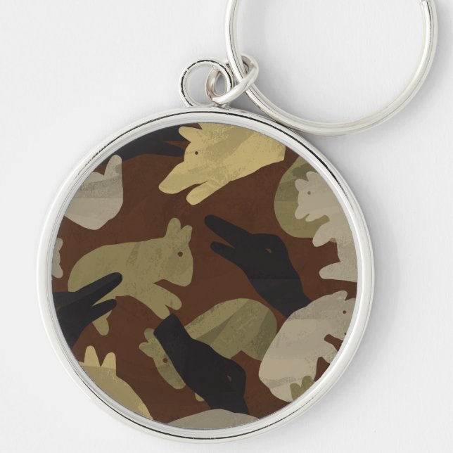 Silhouette Animal Camouflage Brown Keychain (Front)