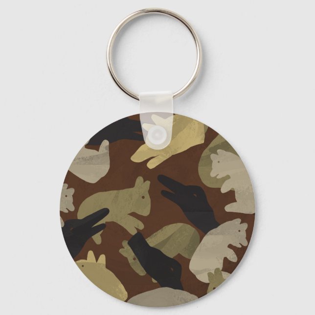 Silhouette Animal Camouflage Brown Keychain (Front)