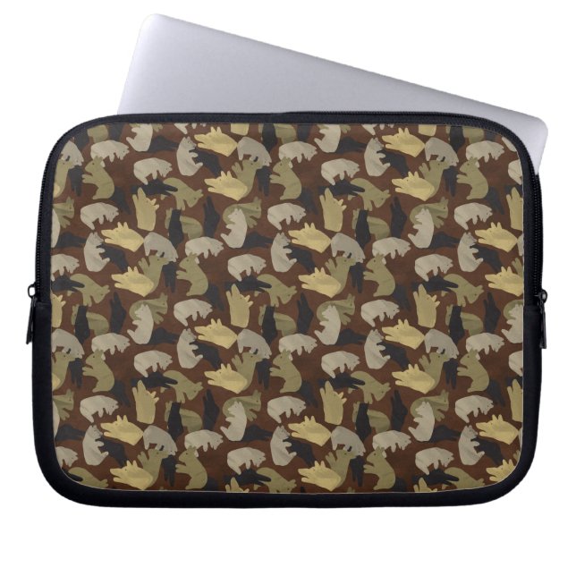 Silhouette Animal Camouflage Brown Laptop Sleeve (Front)