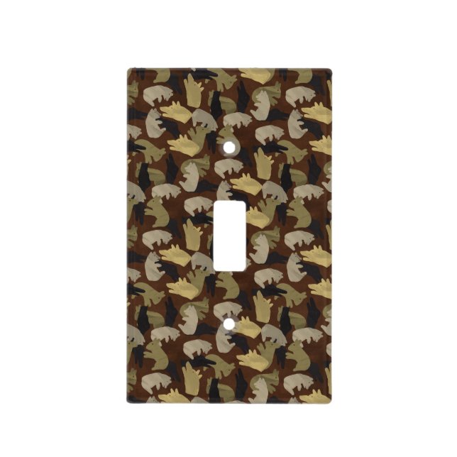 Silhouette Animal Camouflage Brown Light Switch Cover (Front)