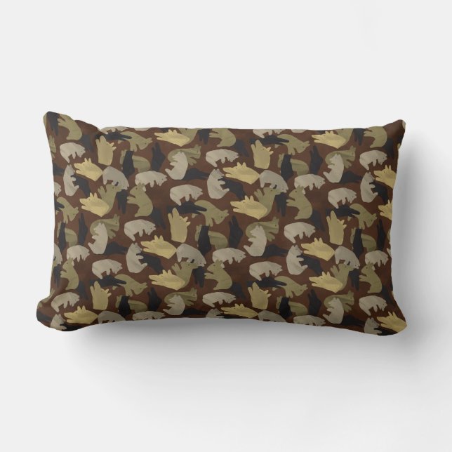 Silhouette Animal Camouflage Brown Lumbar Pillow (Front)