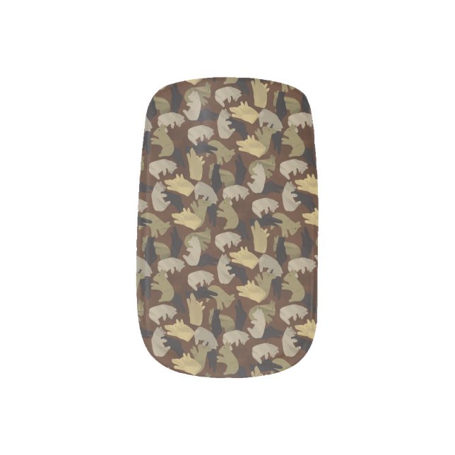 Silhouette Animal Camouflage Brown Minx Nail Wraps (Left Thumb)