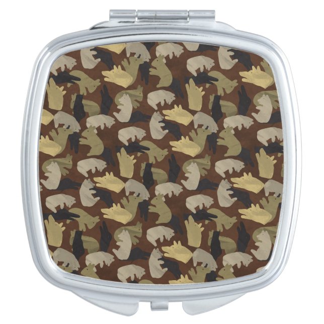 Silhouette Animal Camouflage Brown Mirror For Makeup (Front)