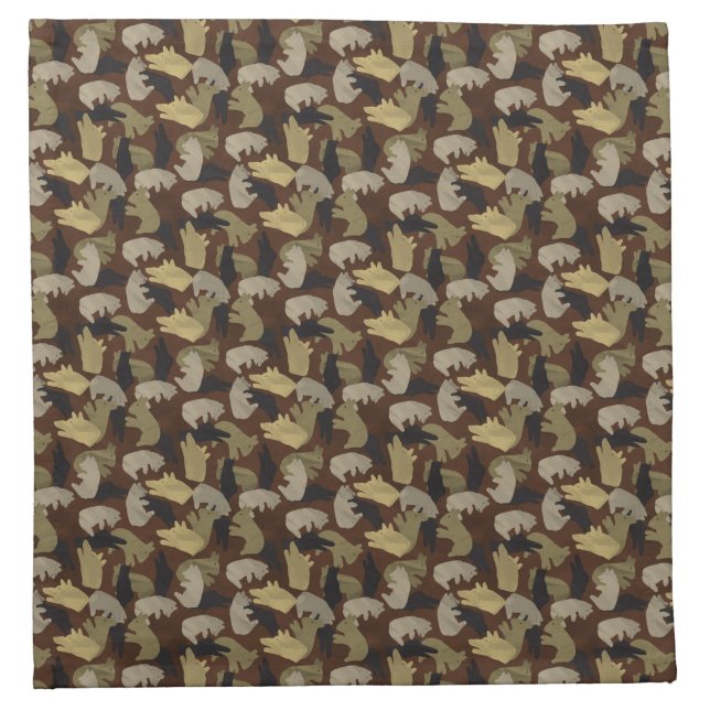 Silhouette Animal Camouflage Brown Napkin (Front)