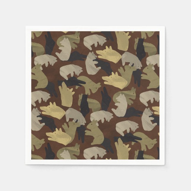 Silhouette Animal Camouflage Brown Paper Napkins (Front)