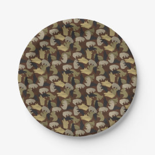 Silhouette Animal Camouflage Brown Paper Plates