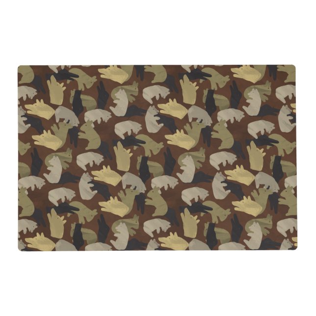 Silhouette Animal Camouflage Brown Placemat (Front)
