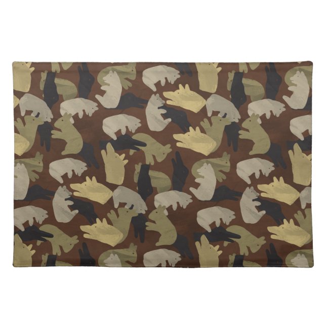 Silhouette Animal Camouflage Brown Placemat (Front)
