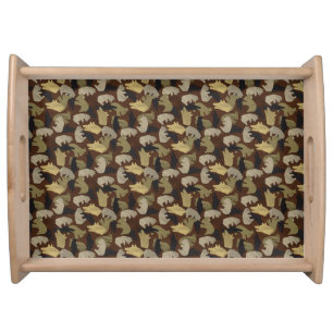 Silhouette Animal Camouflage Brown Serving Tray