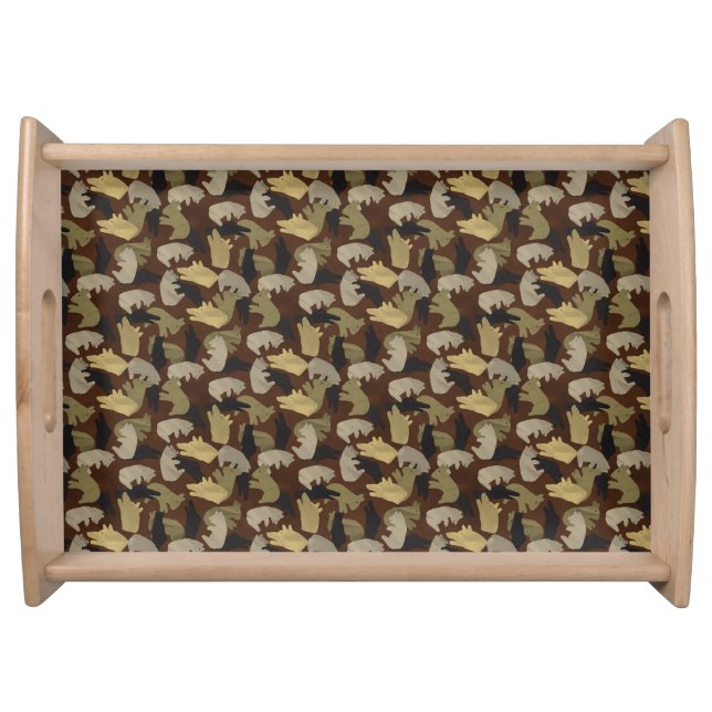 Silhouette Animal Camouflage Brown Serving Tray (Front)