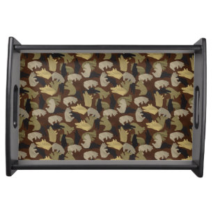 Silhouette Animal Camouflage Brown Serving Tray