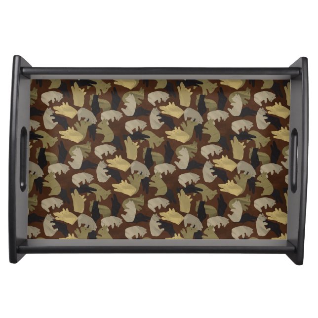 Silhouette Animal Camouflage Brown Serving Tray (Front)