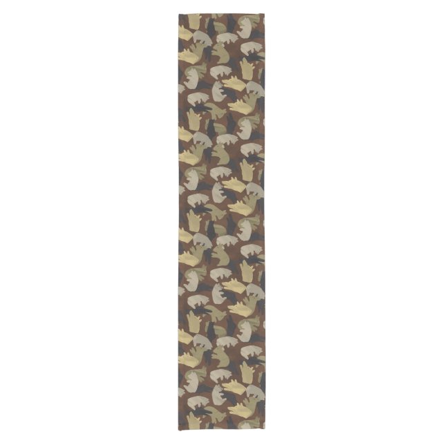 Silhouette Animal Camouflage Brown Short Table Runner (Front)
