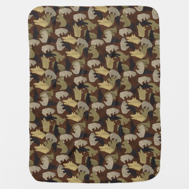 Silhouette Animal Camouflage Brown Swaddle Blanket (Front)