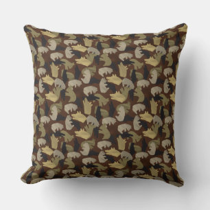 Silhouette Animal Camouflage Brown Throw Pillow