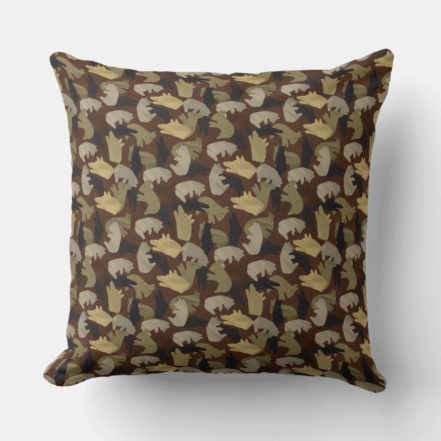 Silhouette Animal Camouflage Brown Throw Pillow (Front)
