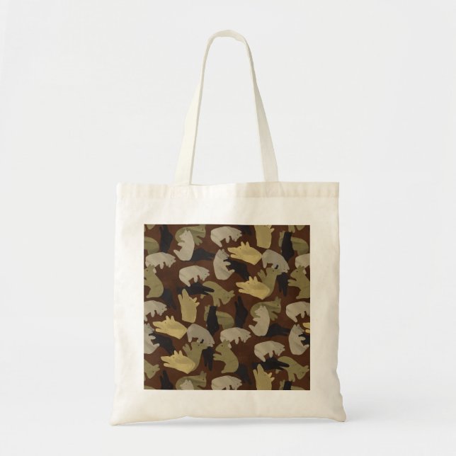 Silhouette Animal Camouflage Brown Tote Bag (Front)