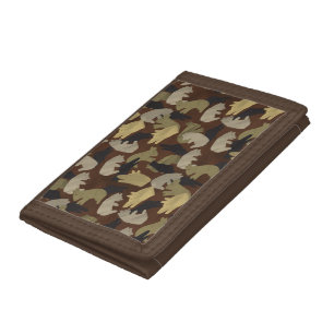 Silhouette Animal Camouflage Brown Tri-fold Wallet