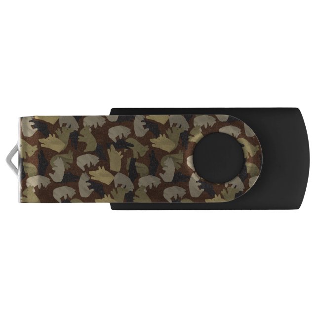 Silhouette Animal Camouflage Brown USB Flash Drive (Back)