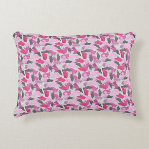 Silhouette Animal Camouflage Pink Accent Pillow