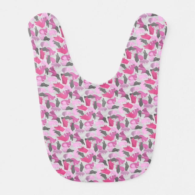 Silhouette Animal Camouflage Pink Bib (Front)