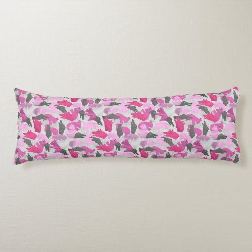 Silhouette Animal Camouflage Pink Body Pillow