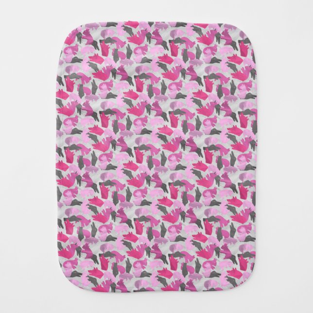 Silhouette Animal Camouflage Pink Burp Cloth (Front)