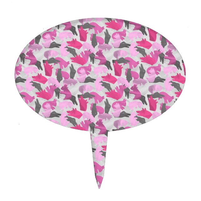 Silhouette Animal Camouflage Pink Cake Topper (Front)