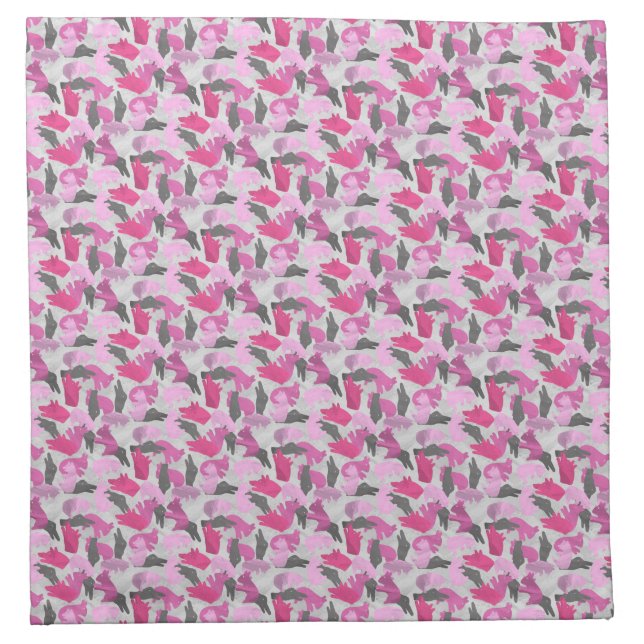 Silhouette Animal Camouflage Pink Cloth Napkin (Front)