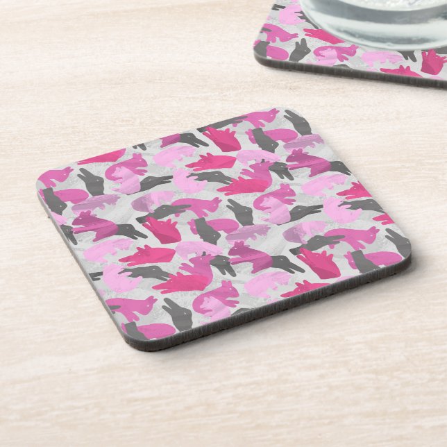 Silhouette Animal Camouflage Pink Coaster (Left Side)