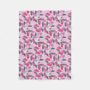 Silhouette Animal Camouflage Pink Fleece Blanket