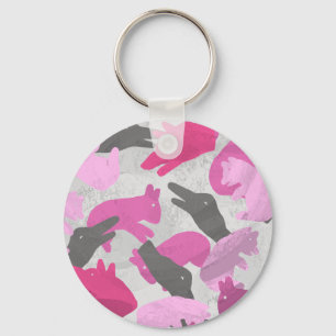 Silhouette Animal Camouflage Pink Keychain