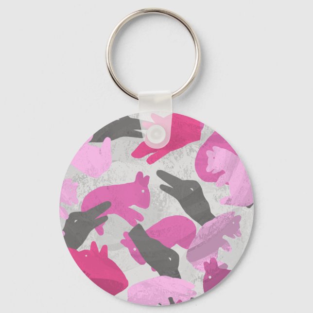 Silhouette Animal Camouflage Pink Keychain (Front)