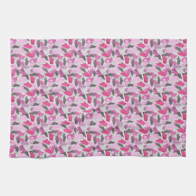 Silhouette Animal Camouflage Pink Kitchen Towel (Horizontal)