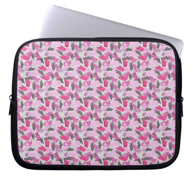 Silhouette Animal Camouflage Pink Laptop Sleeve (Front)
