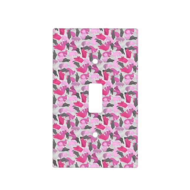 Silhouette Animal Camouflage Pink Light Switch Cover (Front)