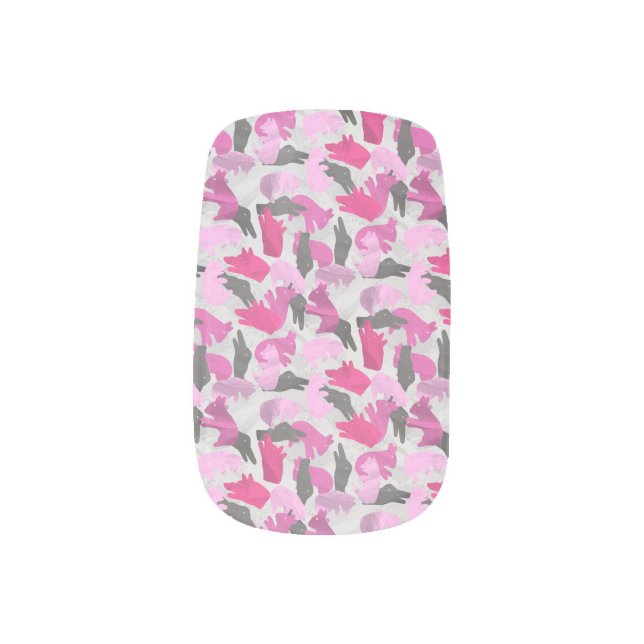 Silhouette Animal Camouflage Pink Minx Nail Art (Left Thumb)