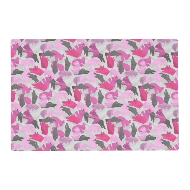 Silhouette Animal Camouflage Pink Placemat (Front)