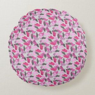 Silhouette Animal Camouflage Pink Round Pillow